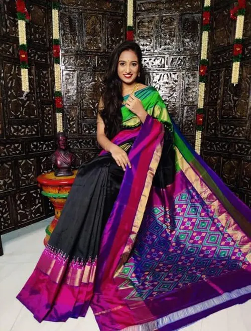 Pure Multicoloured IKKAT Silk Sarees